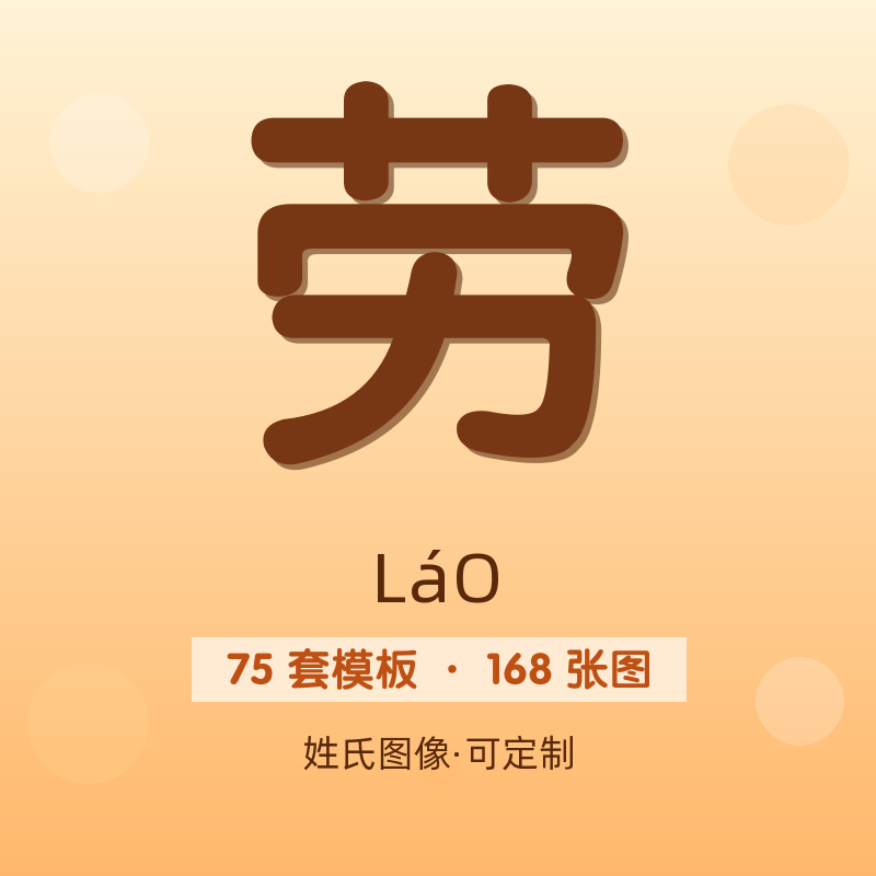 【劳】姓氏头像百家姓专属设计共168张高清出图可定制可改字