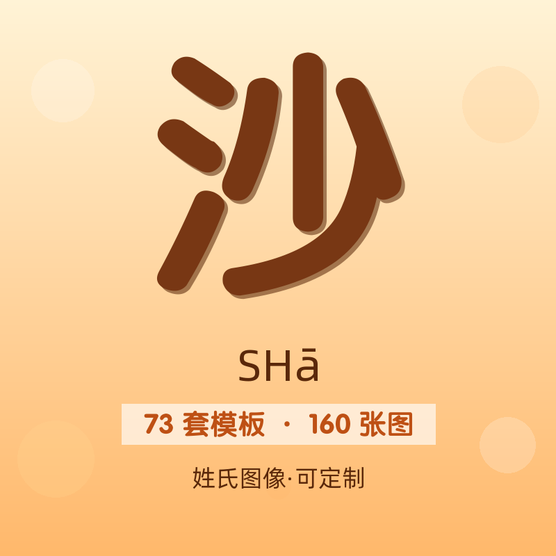 【沙】姓氏头像百家姓专属设计共160张高清出图可定制可改字