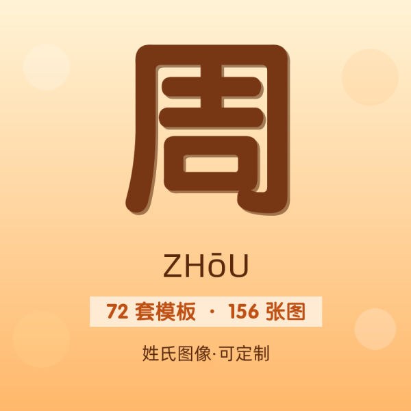 【周】姓氏头像百家姓专属设计共156张高清出图可定制可改字