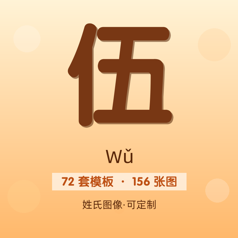 【伍】姓氏头像百家姓专属设计共156张高清出图可定制可改字