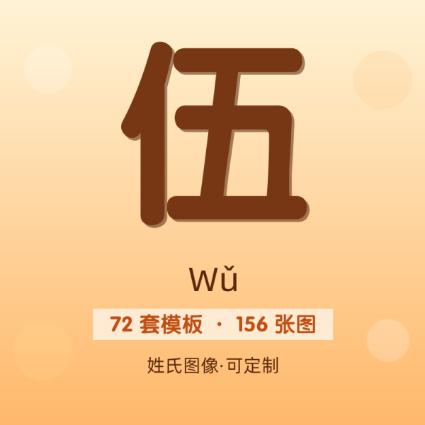 【伍】姓氏头像百家姓专属设计共156张高清出图可定制可改字
